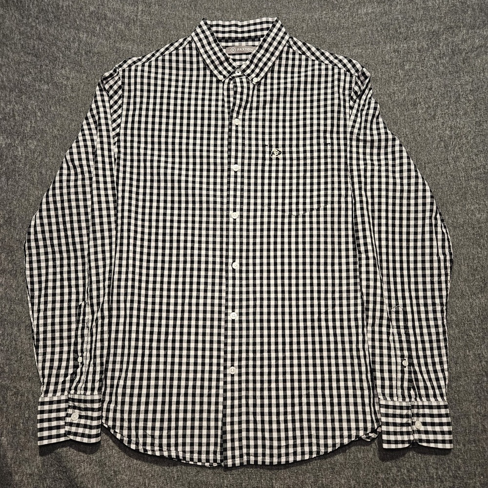 Paxton Button Down Longsleeve Shirt Black Gingham Plaid University Of Colorado L - Picture 2 of 11